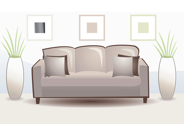 Bonito sofá con piloow
 - Vector, Imagen