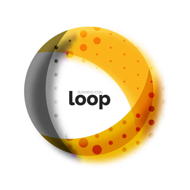 Ícone de negócio de círculo de loop, criado com formas de cores transparentes de vidro
 - Vetor, Imagem