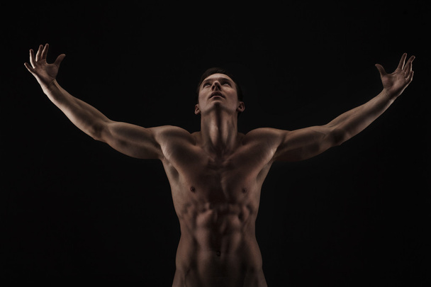 Muscular naked man from back - 写真・画像