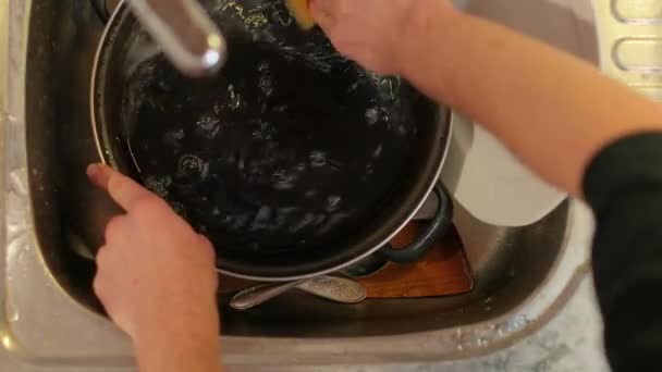 Washing dishes in the sink - Video, Çekim