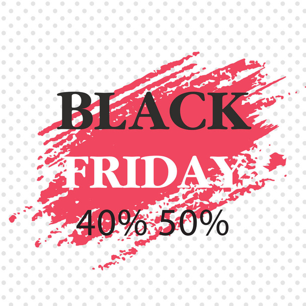 Black Friday 40% 50% Red Paint White Background Vector Image - Vektör, Görsel