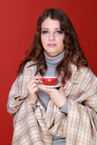 Woman with cup tea - Foto, Imagem