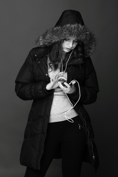 Beautiful Teenage Young Woman Listening to Music - Photo, Image