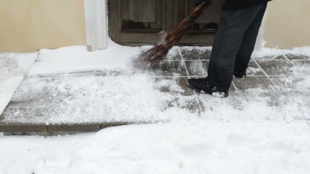 Man clean snow winter - Footage, Video