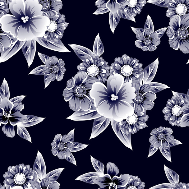 Seamless vintage style flower pattern. Floral elements - Vektor, obrázek