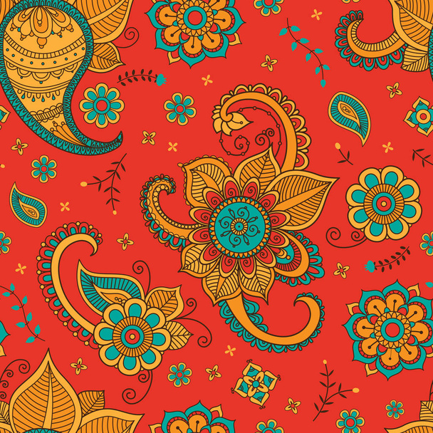 Colorful floral pattern in ethnic style - Vetor, Imagem