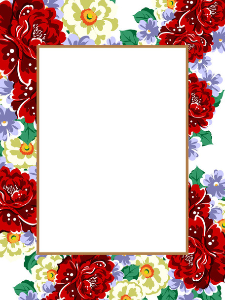 Vintage style ornate flower card. Floral elements in color - Vector, Image