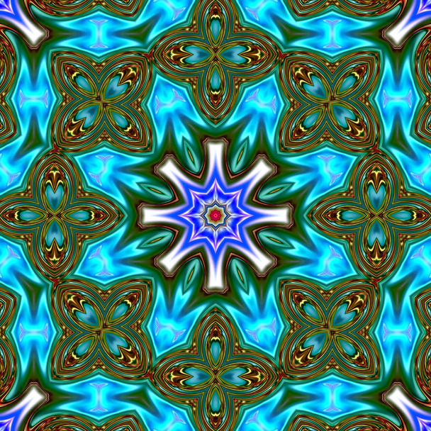Unique mandala, Oriental round pattern, Mystical motif, Abstract exotic background. Fantastic fractal design, Colorful digital art, shining geometric texture. - Photo, Image