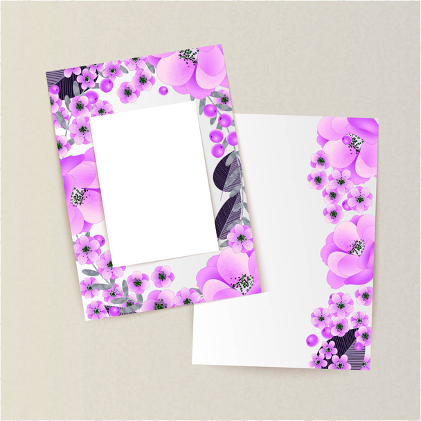 greeting card with flowers - Vettoriali, immagini