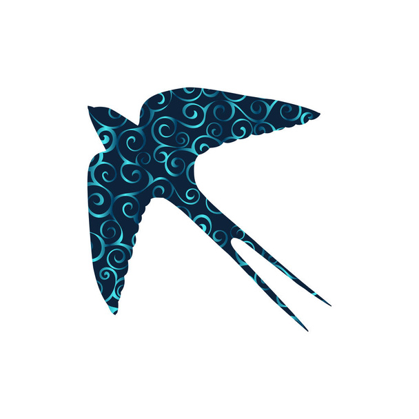 Swallow bird spiral pattern color silhouette animal. - Вектор, зображення