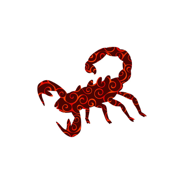 Scorpion sting spiral pattern color silhouette animal - Vektör, Görsel