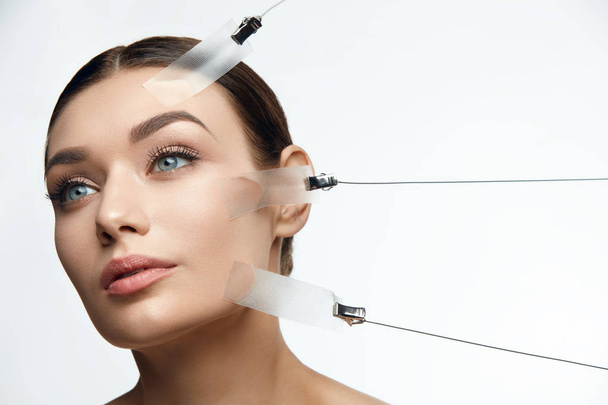 Beauty Woman Face During Face Skin Lift Treatment - Fotoğraf, Görsel