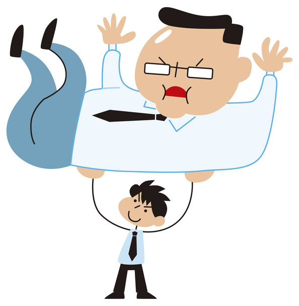 A businessman picking up a big opponent - Vector, Image