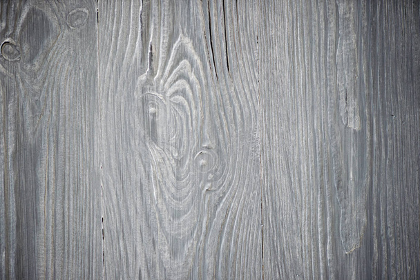 Wood texture. Gray timber board with weathered crack lines. Natural background for shabby chic design. Grey wooden floor image. Aged tree surface close-up backdrop template - Photo, image