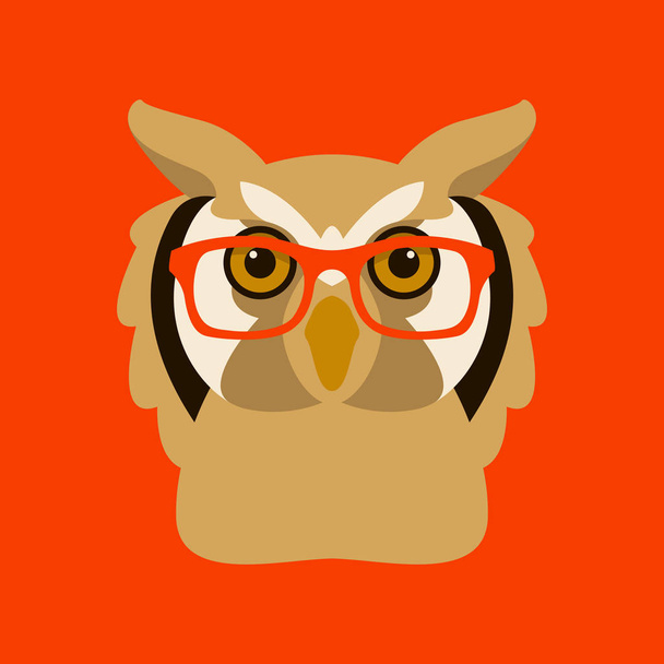 hibou dans des lunettes visage vecteur illustration plat
  - Vecteur, image
