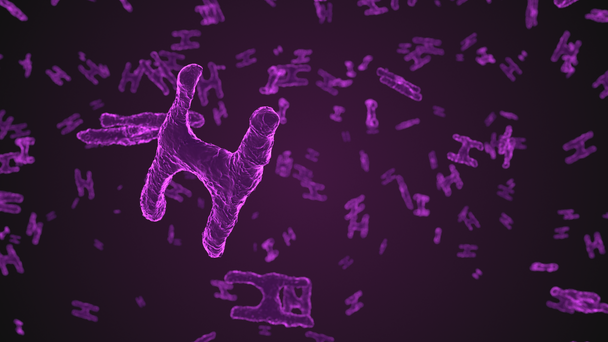 abstrakte violette Viruszellen unter dem Mikroskop. Vermehrung von Bakterien oder Infektionen. Wissenschaftlicher Hintergrund. 3D-Darstellung - Filmmaterial, Video