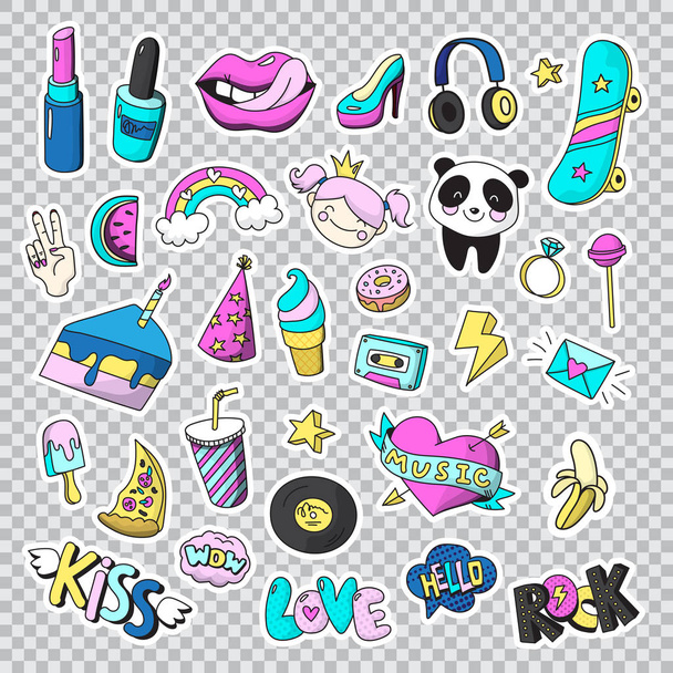 Fashion Patch Badges Icon Set - Vector, Image