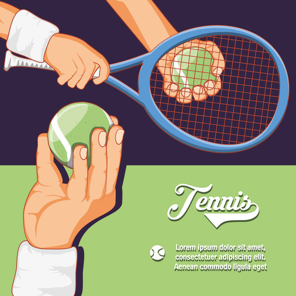 Tenis oyuncular raketleri ve topları ile eller - Vektör, Görsel