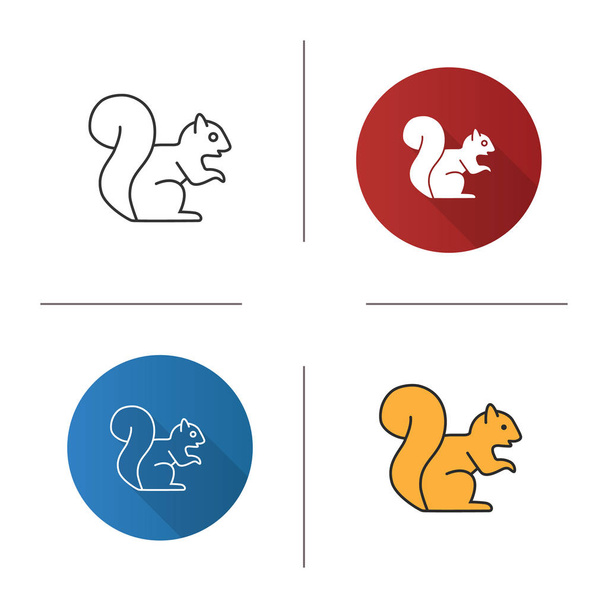 Squirrel icon. Flat design, linear and color styles. Chipmunk. Isolated vector illustrations - Wektor, obraz