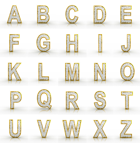 3D rendering of silver-gold alphabet. - Foto, Imagen