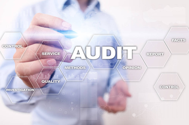 Audit business concept. Auditor. Compliance. Virtual screen technology. - Photo, Image