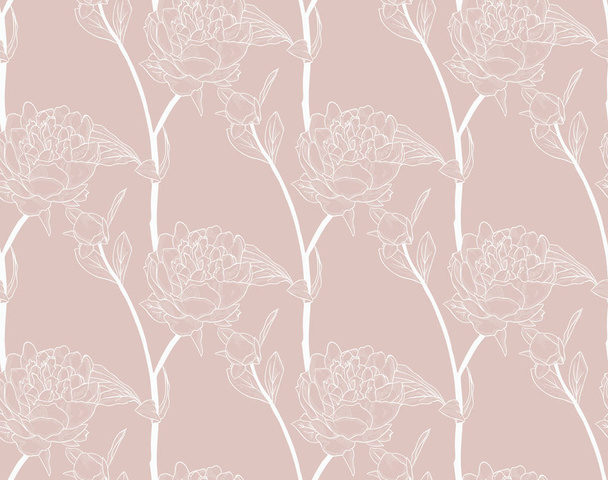 Vector Colorful Seamless Pattern with Drawn Flowers - Διάνυσμα, εικόνα