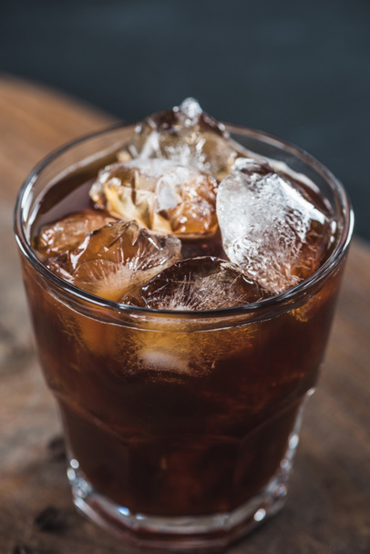 close up view of glass of cold brewed coffee with ice cubes - Φωτογραφία, εικόνα