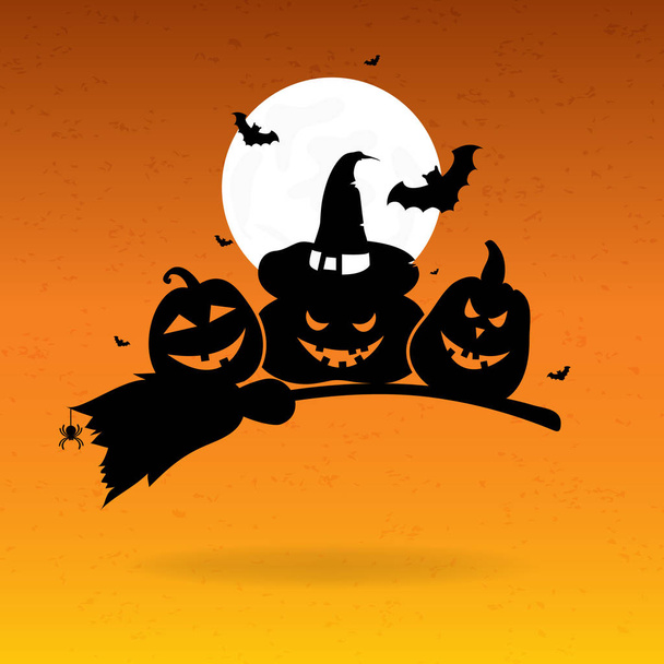 Happy Halloween Hintergrund mit Kürbissen. - Vektor, Bild