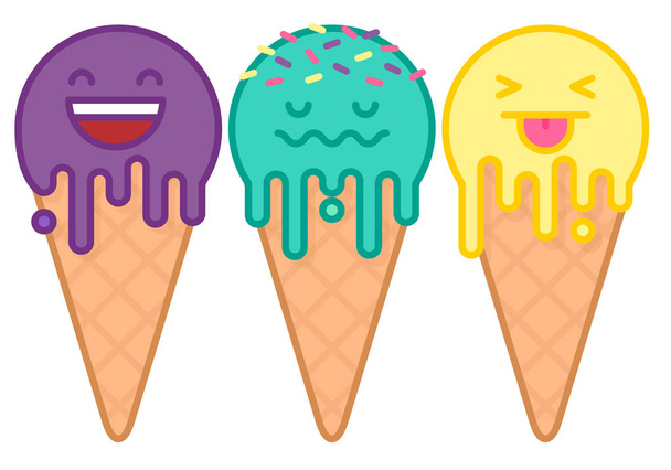Icecream icon in line style - Vetor, Imagem