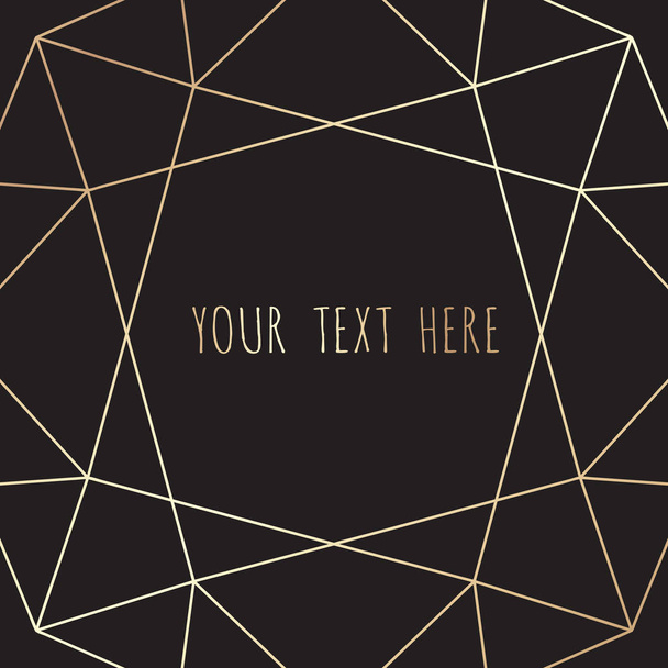 Золотая многоугольная рама, геометрические, алмазные формы на черном фоне
 - Вектор,изображение