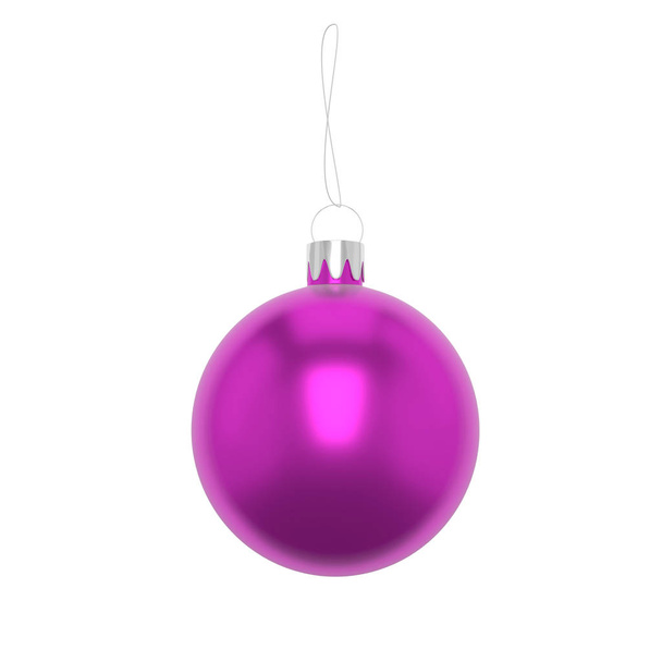 3D Illustration bordeaux Christmas ball with string, isolated on a white background. - Fotó, kép