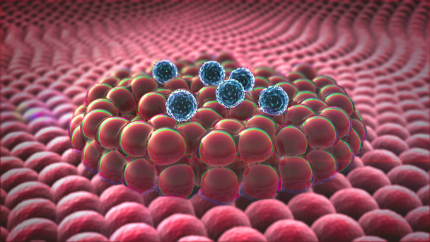 coronavirus attaquer les cellules, Microscopic image of cells, 3d rendering, Cells, macrophage kill the Cancer Cell, macrophage kill the viruses, 3d rendered macrophage and Cancer Cell, inside human body - Séquence, vidéo