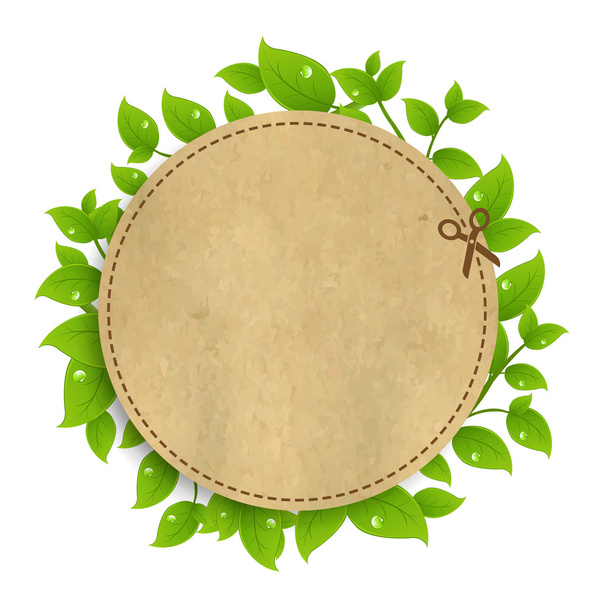 Announcement Coupon With Leaves - Vector, afbeelding