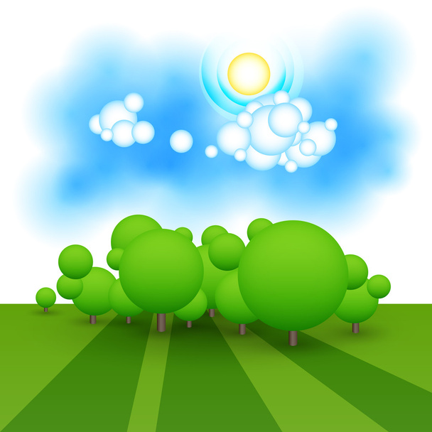 Green landscape with trees. - Vector, Image