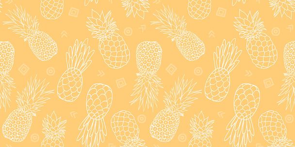 Yellow pineapples seamless repeat pattern design. - Vektor, obrázek