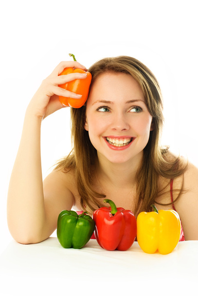 Beautiful woman with peppers - Foto, immagini