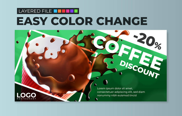 Coffee Discount Flyer Voucher Template - Vector, Image