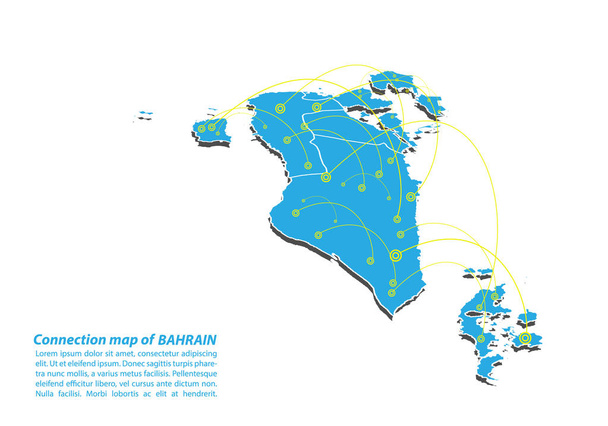 Modern of bahrain Map connections network design, Best Internet Concept of bahrain map business from concepts series, map point and line composition. Infographic map. Vector Illustration. - Vector, Image