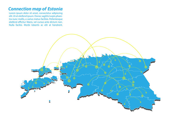 Moderní Estonska mapa připojení sítě design, nejlepší Internet koncept podnikání mapa Estonska ze série konceptů, mapovat místa v kompozici. Informativní mapa. Vektorové ilustrace. - Vektor, obrázek
