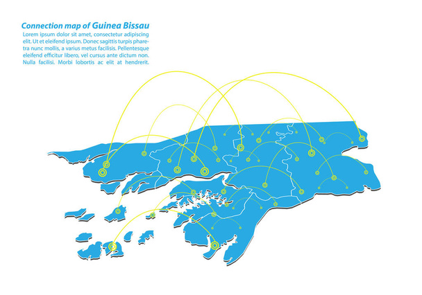 Modern of Guinea Bissau Map connections network design, Best Internet Concept of Guinea Bissau map business from concepts series, map point and line composition. Infographic map. Vector Illustration. - Vector, Image