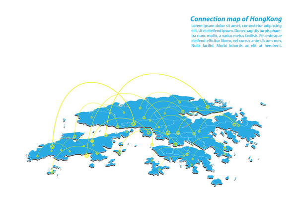 Moderno de hong Kong Mapa conexões de rede de design, Melhor Conceito de Internet de hong Kong mapa de negócios a partir de conceitos série, ponto de mapa e composição de linha. Mapa infográfico. Ilustração vetorial
. - Vetor, Imagem