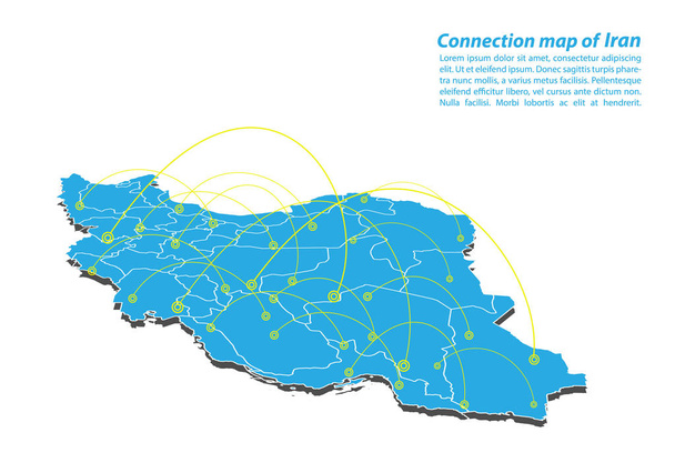 Modern of iran Map connections network design, Best Internet Concept of iran map business from concepts series, map point and line composition. Infographic map. Vector Illustration. - Vector, Image