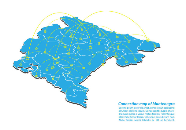 Modern of montenegro Map connections network design, Best Internet Concept of montenegro map business from concepts series, map point and line composition. Infographic map. Vector Illustration. - Vector, Image