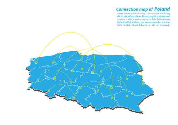 Moderne van Polen kaart verbindingen netwerk ontwerp, beste Internet Concept van Polen kaart bedrijf van concepten serie, kaart van punt en lijn samenstelling. De kaart van de infographic. Vectorillustratie. - Vector, afbeelding