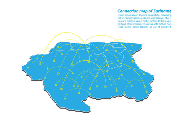 Moderno de surinam Conexiones de mapas de diseño de redes, Mejor Concepto de Internet de Surinam negocio de mapas de series de conceptos, punto de mapa y composición de líneas. Mapa infográfico. Ilustración vectorial
. - Vector, Imagen