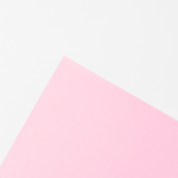 White and pink background. Flat lay. Top view - Zdjęcie, obraz