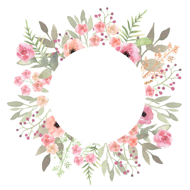 Floral wreath. Elegant floral collection with beautiful flowers  - Foto, Imagem