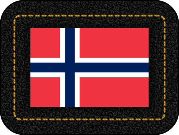 Norveç bayrağı. Vektör simge siyah deri zemin üzerinde - Vektör, Görsel