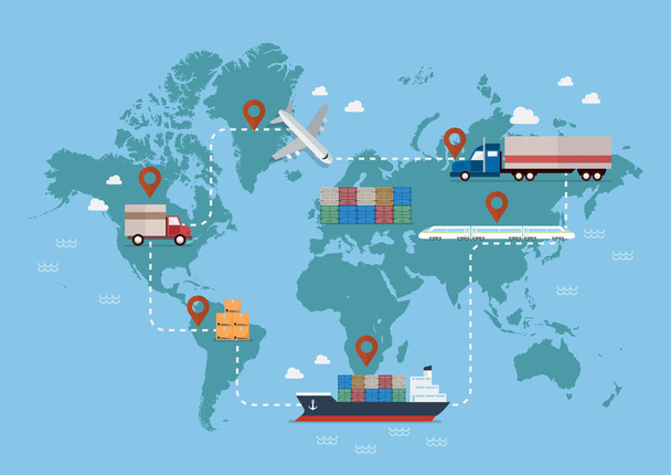 δίκτυο παγκόσμιων logistics - Διάνυσμα, εικόνα