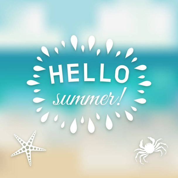 Merhaba yaz kartı denizde arka plan ile deniz yaratık - Vektör, Görsel